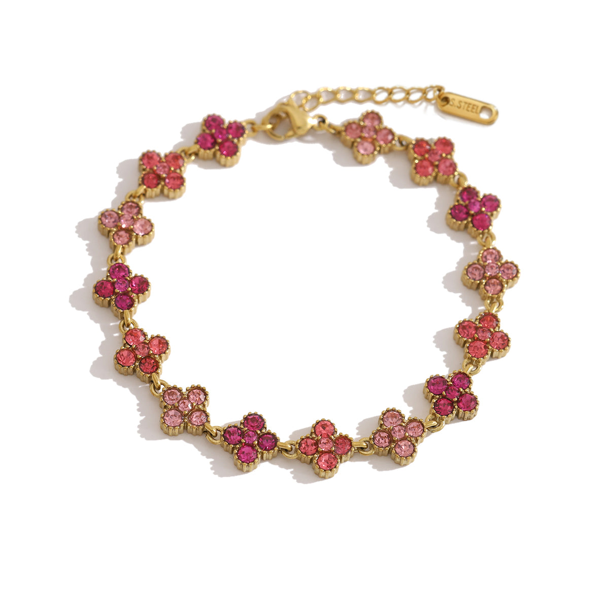 Bracelet Trèfle Nuance de ROSE | Acier Inoxydable Plaqué Or 18K