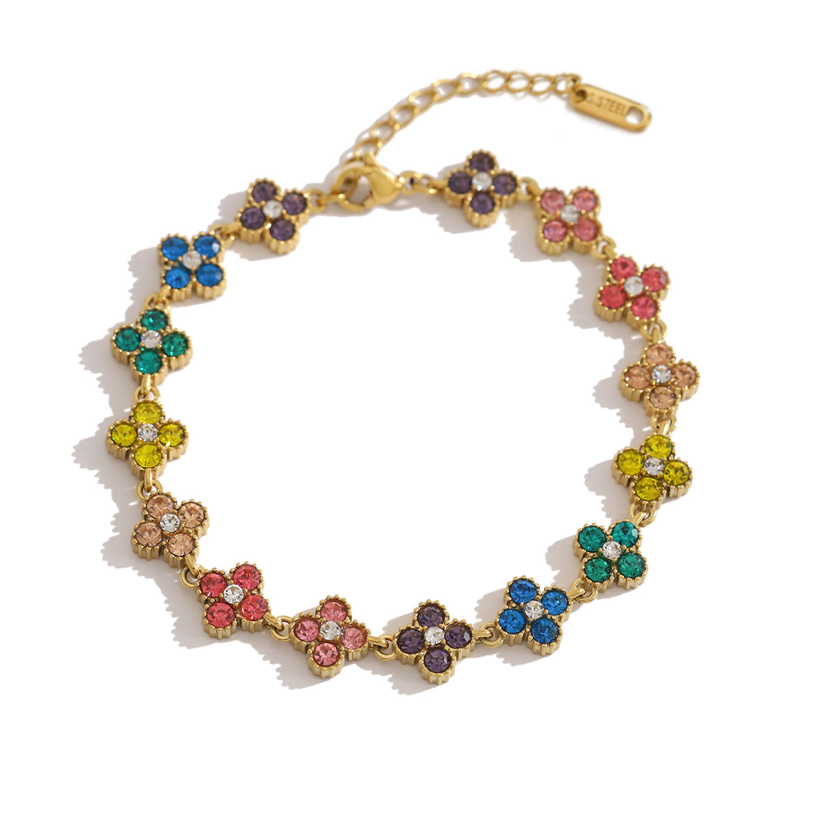 Bracelet Trèfle MULTICOLORE | Acier Inoxydable Plaqué Or 18K