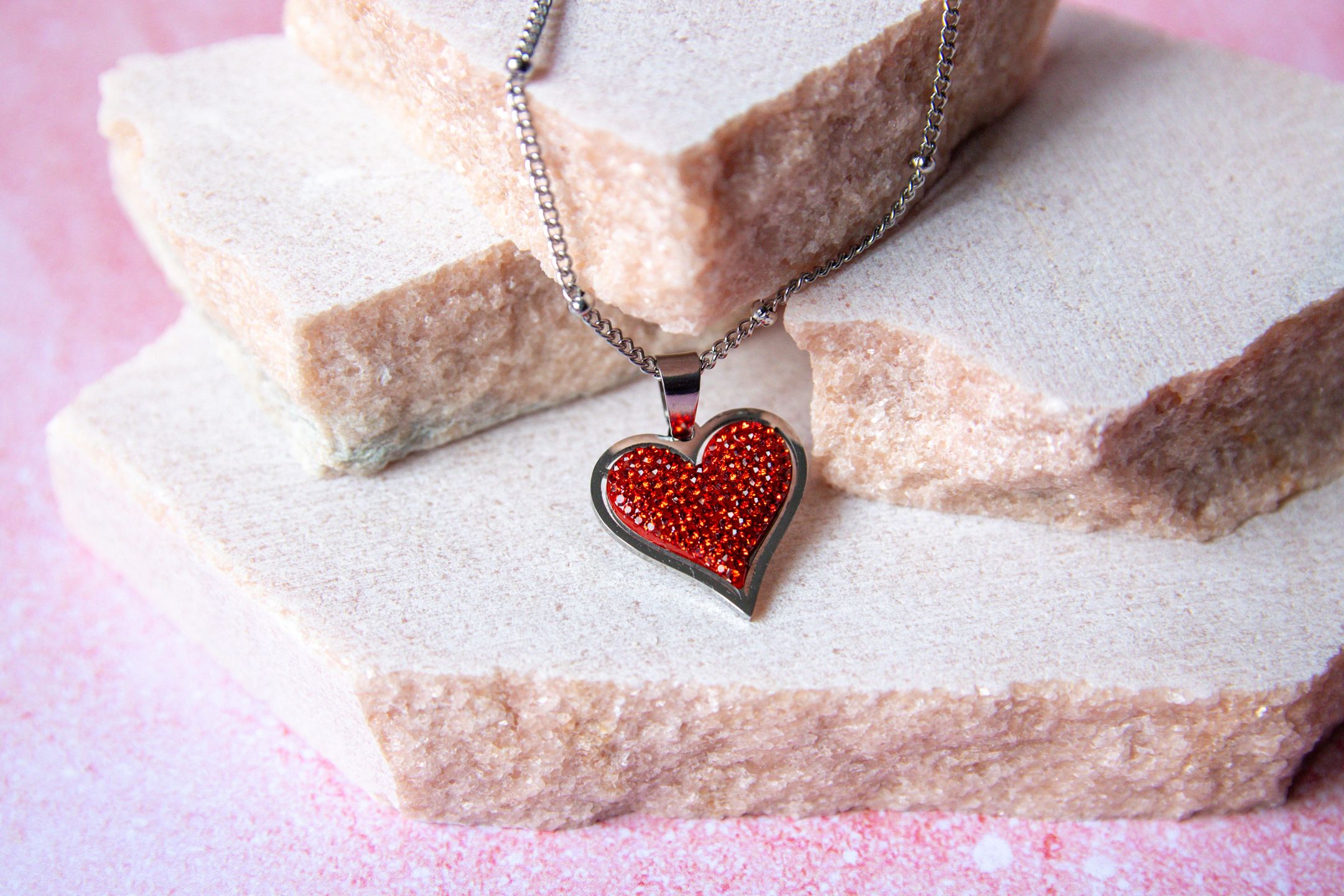 Collier Coeur Rouge Noir