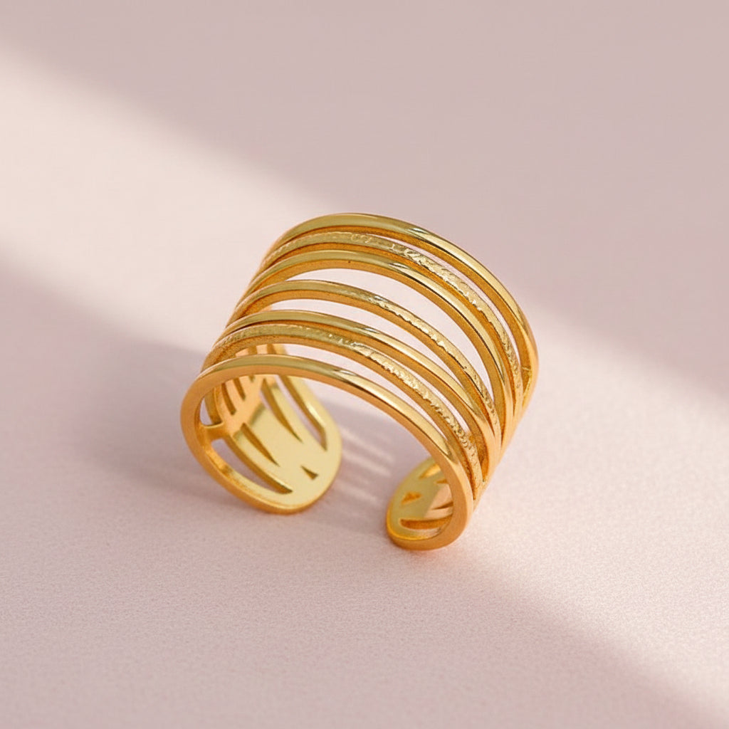 Bague Multi-Fils – Acier Inoxydable Plaqué Or 18K