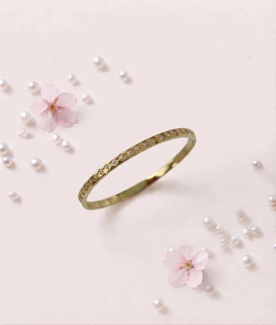 Bracelet Jonc Géométrique - Finition Dorée