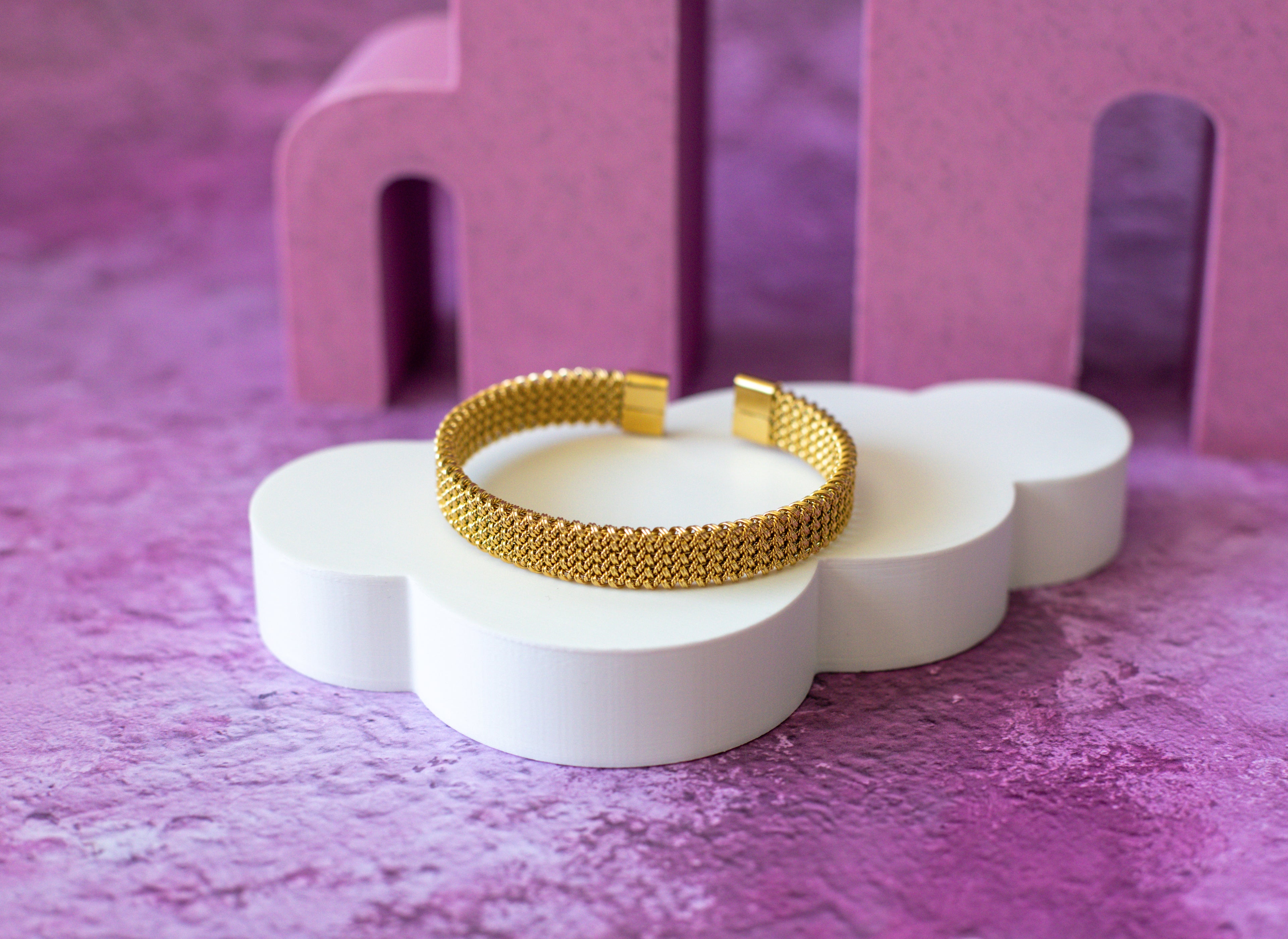 Bracelet Manchette Tressé Doré