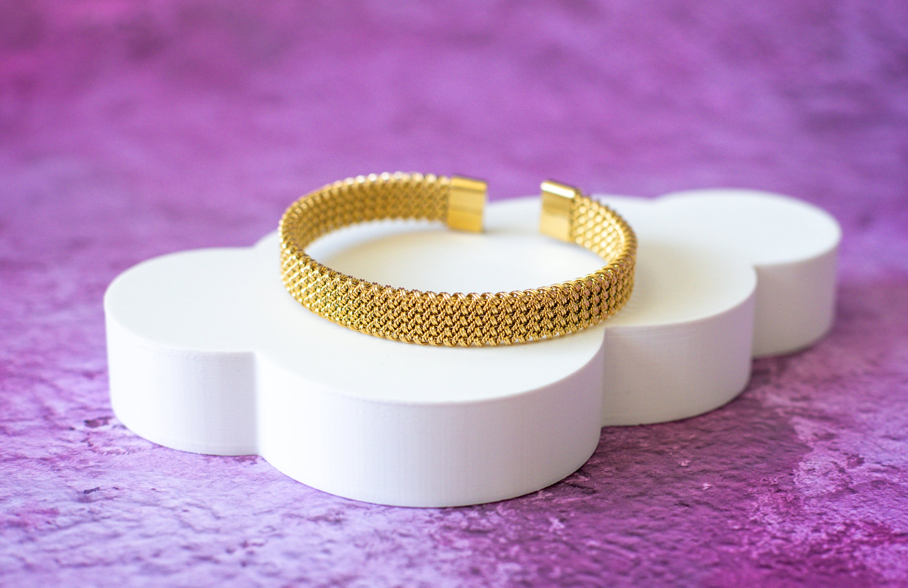 Bracelet Manchette Tressé Doré