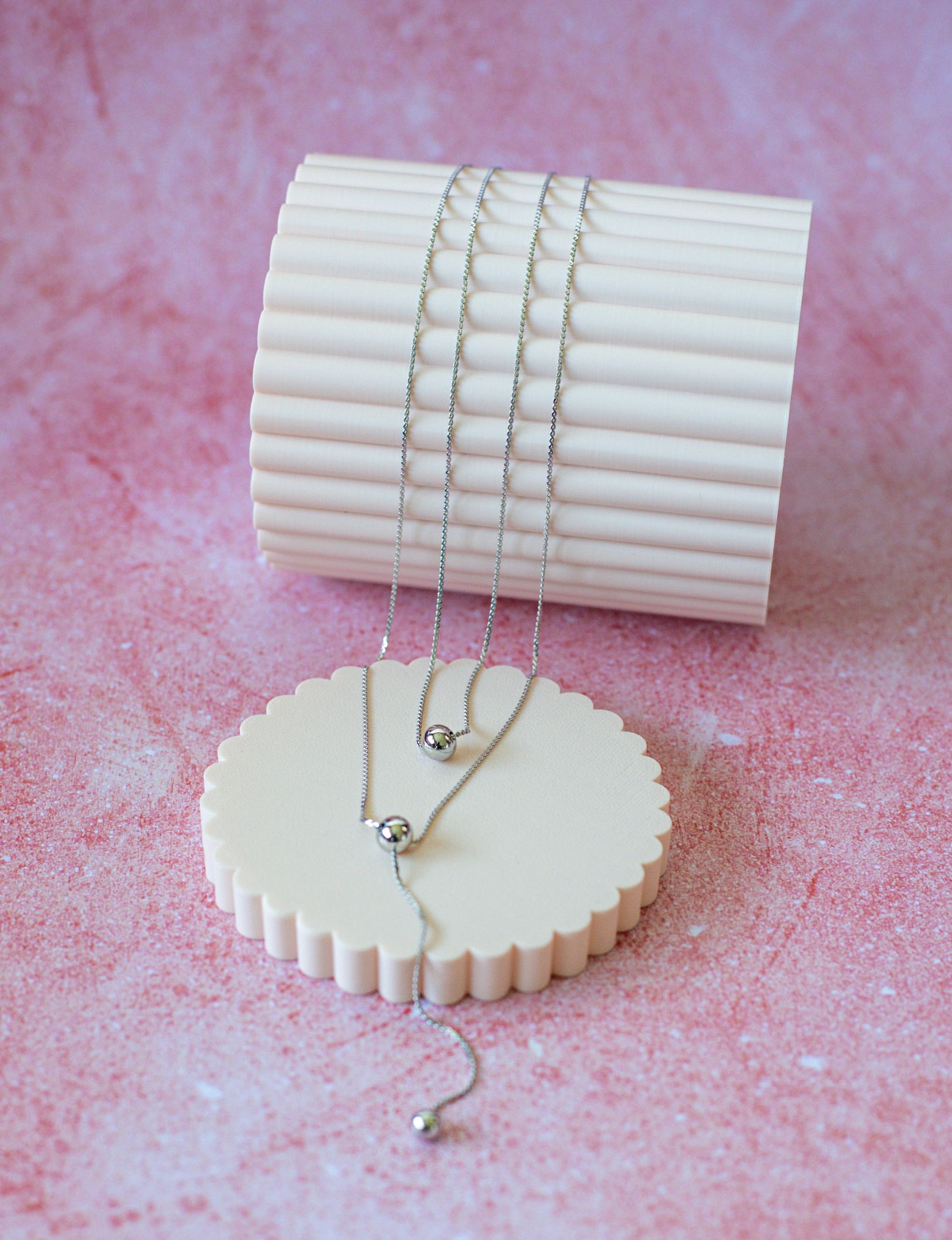 Collier Duo de Sphères Double Chaine