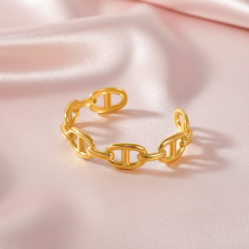 Bracelet Manchette  – Acier Inoxydable Plaqué Or