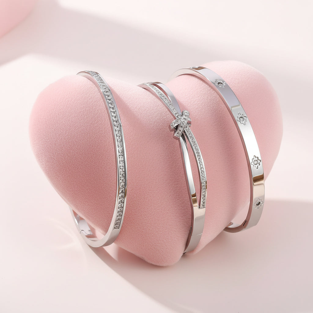 Lot de 3 Bracelets Joncs Argent