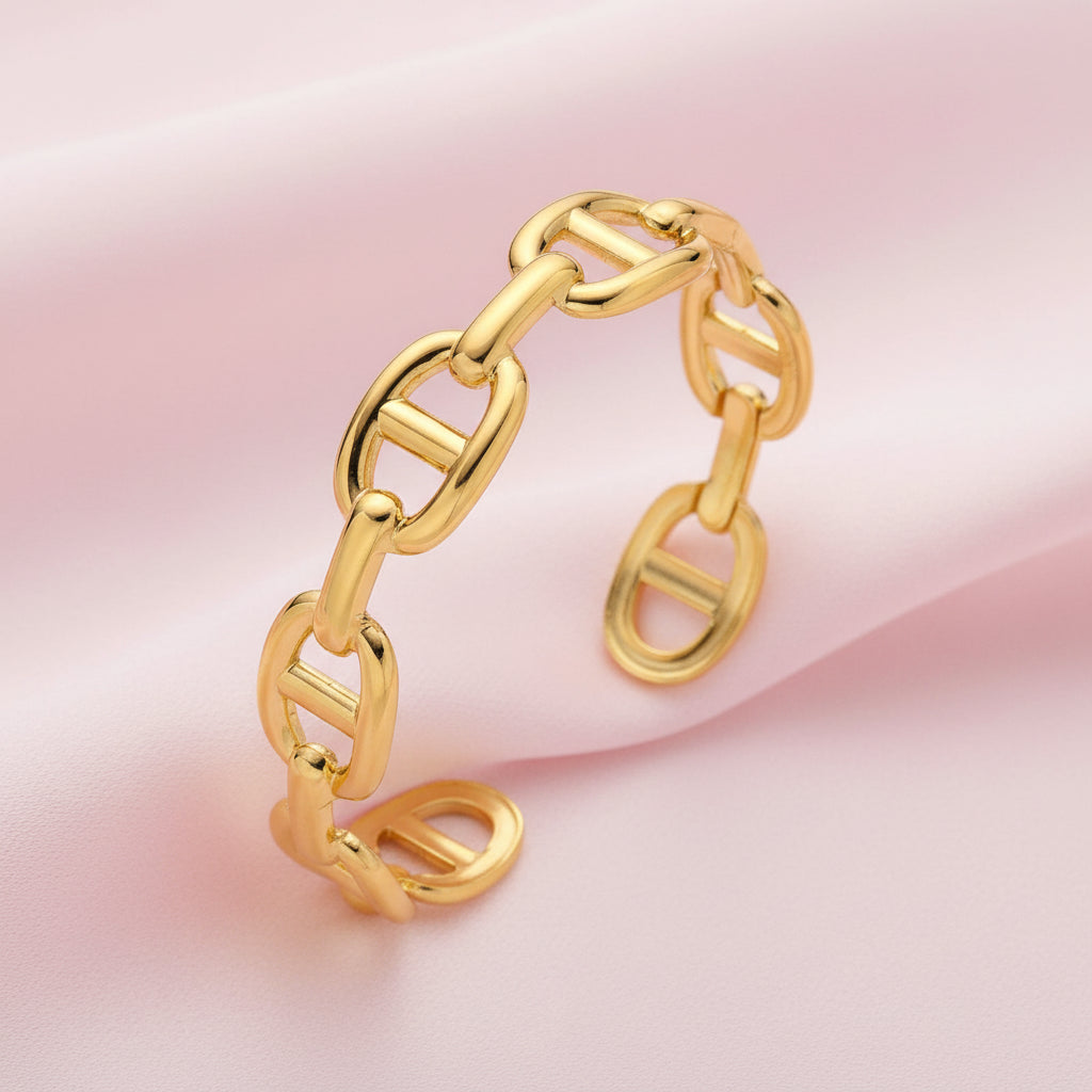 Bracelet Manchette  – Acier Inoxydable Plaqué Or