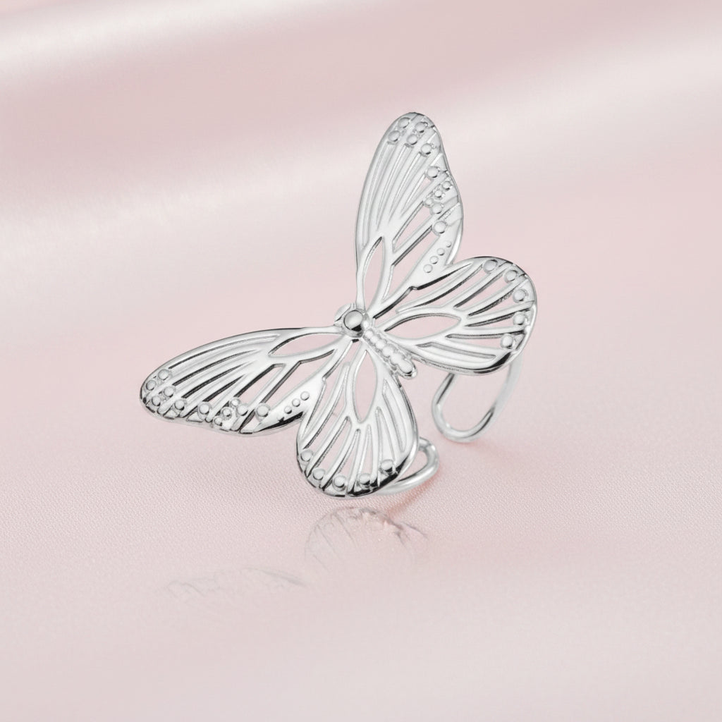 Bague Papillon Géant Argenté