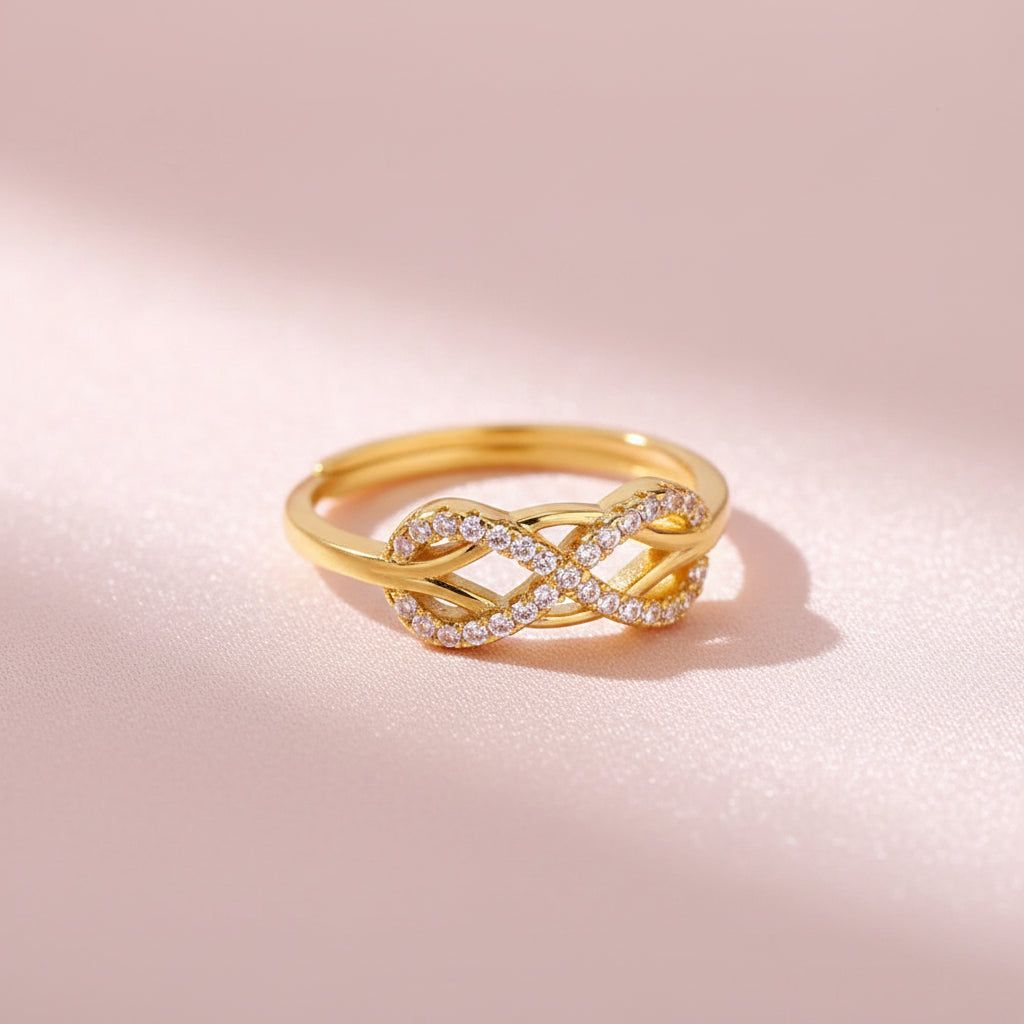 Bague Croisée Infinie– Acier Inoxydable Plaqué Or 18K