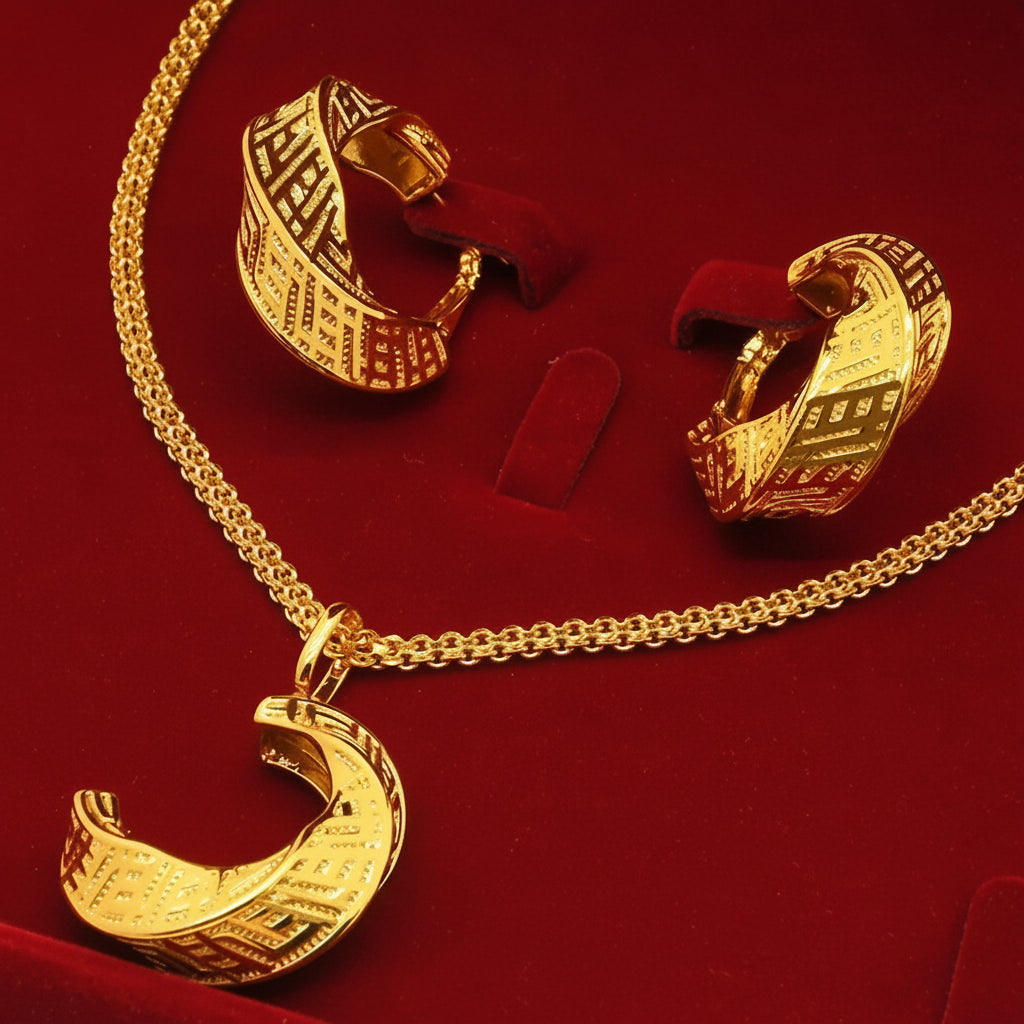 Collier et boucles d'oreilles géométriques