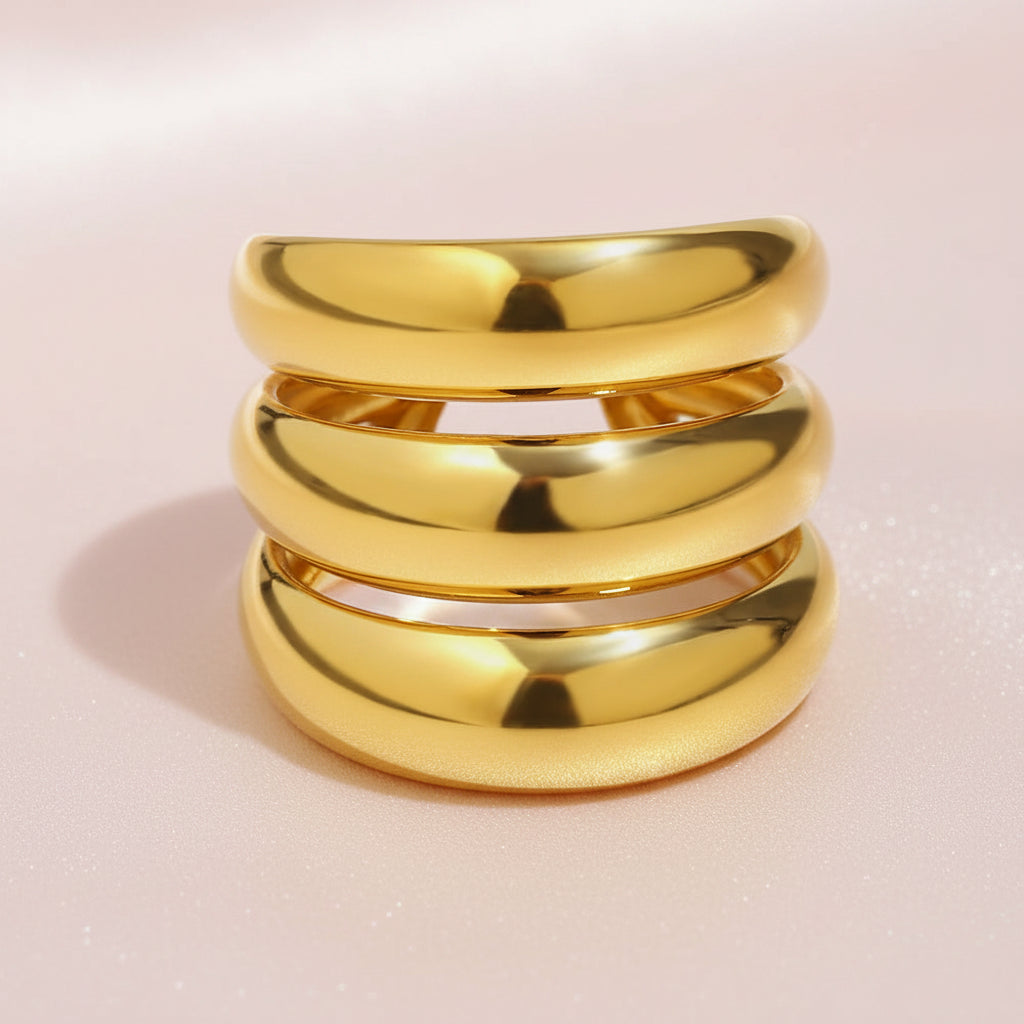 Bague Arc Trois Couches Dorée