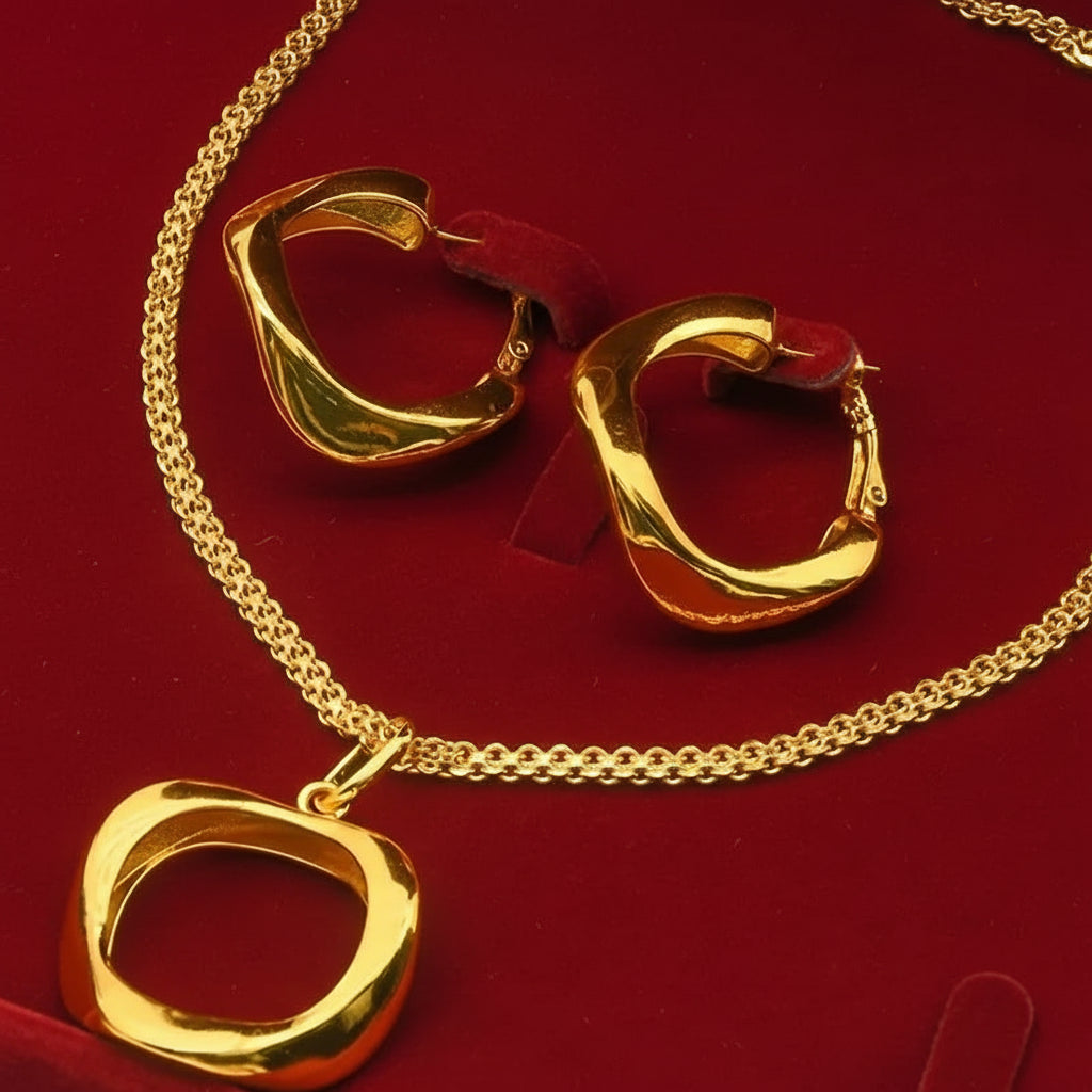 Collier et boucles d'oreilles géométriques