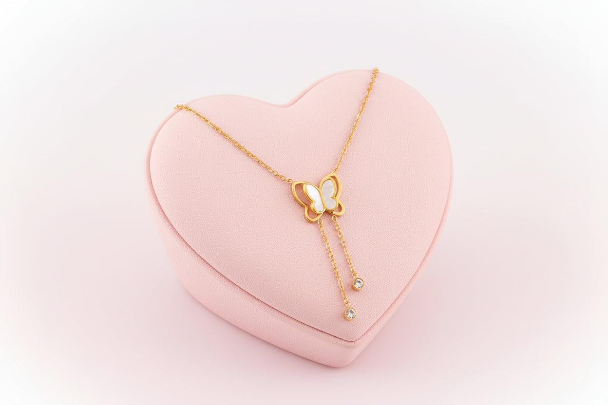 Bright White Butterfly Necklace