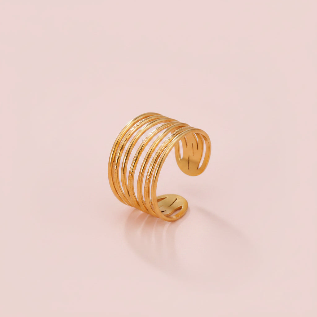Bague Multi-Fils – Acier Inoxydable Plaqué Or 18K