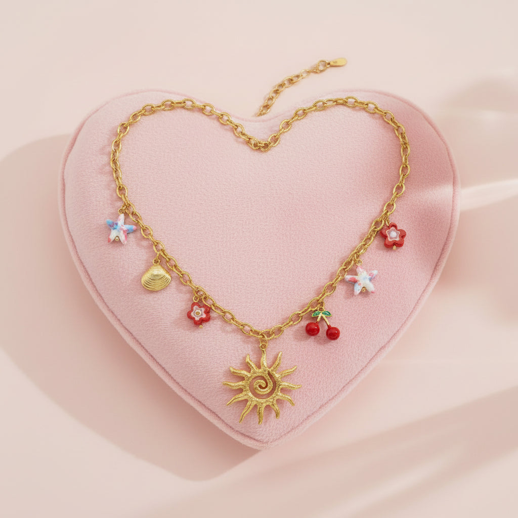 Collier Multi-Pendentifs – Acier Inoxydable Plaqué Or 18K