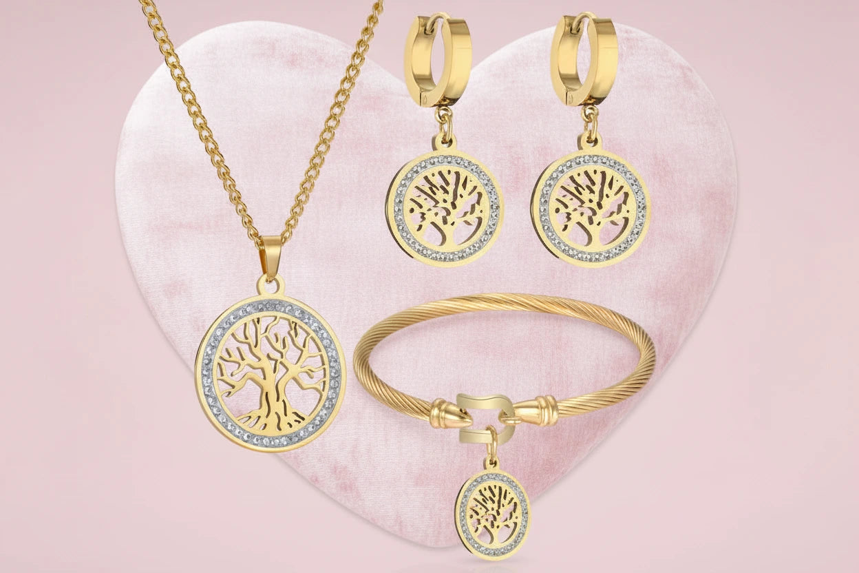 Collection Arbre de Vie  en acier inoxydable plaqué or