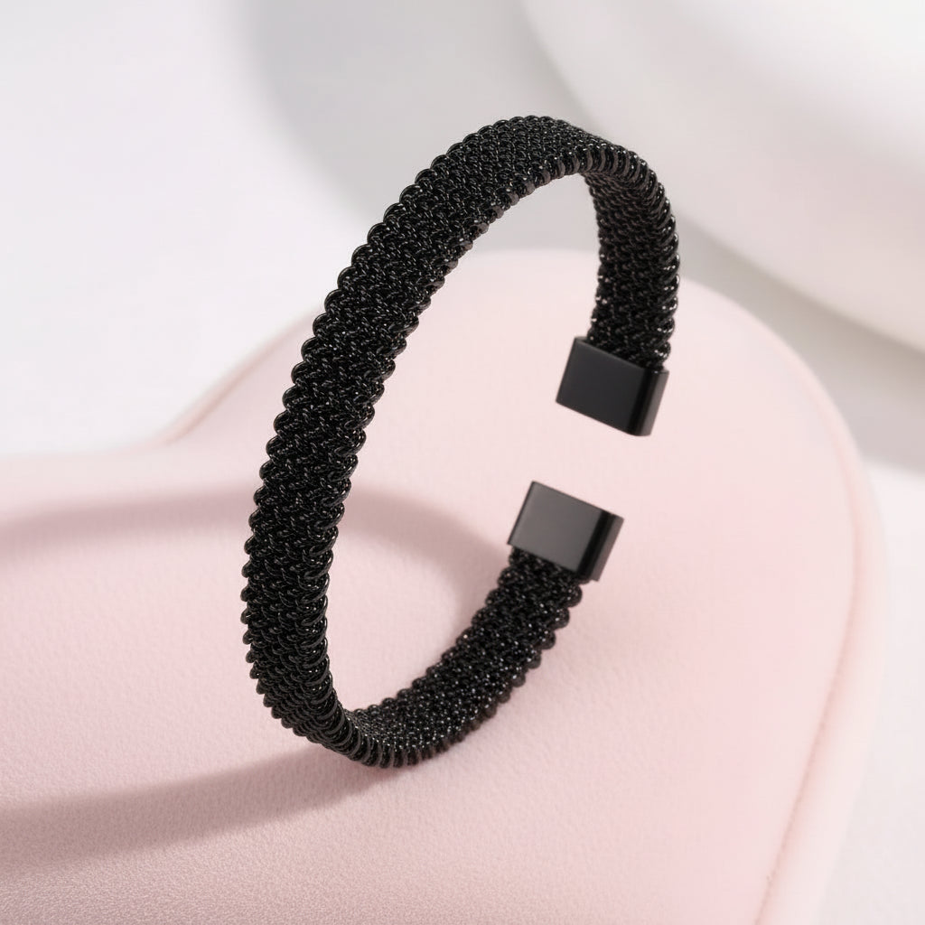 Bracelet Manchette Tressé  Noir