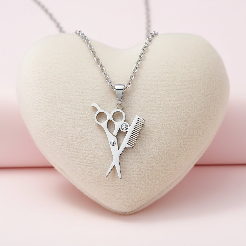 Collier Ciseau et Peigne Noir