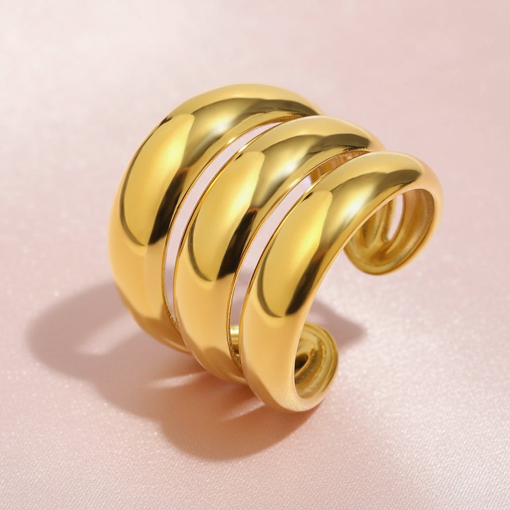 Bague Arc Trois Couches Dorée