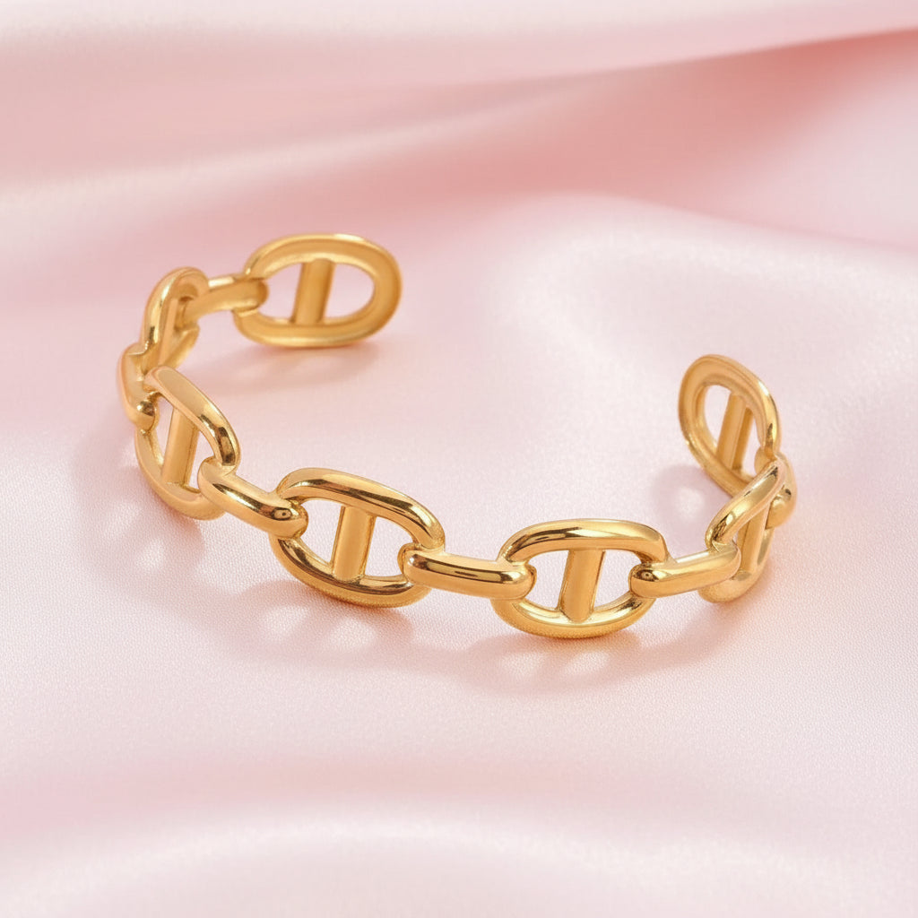 Manschettenarmband – Vergoldeter Edelstahl