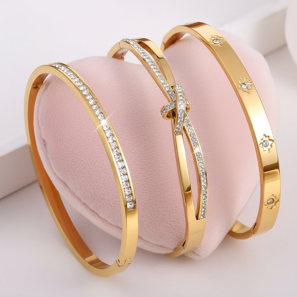 Lot de 3 Bracelets Joncs Doré