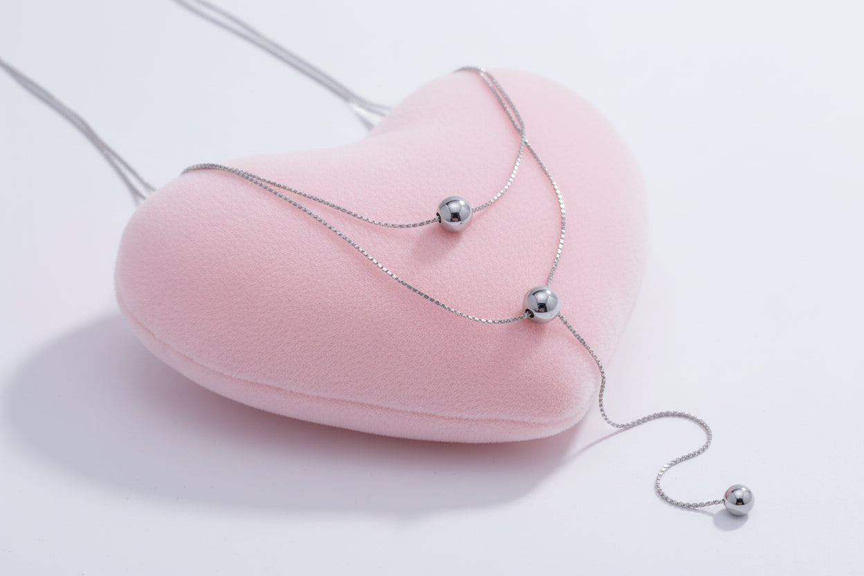 Collier Duo de Sphères Double Chaine