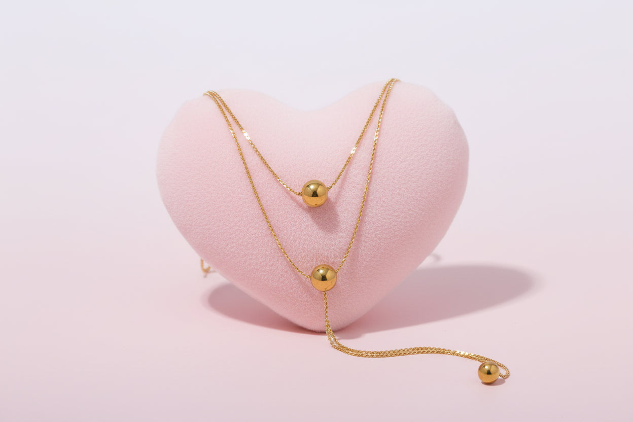 Collier Duo de Sphères Double Chaine I