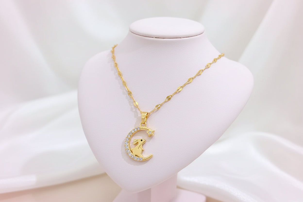 Moon and Rabbit Necklace