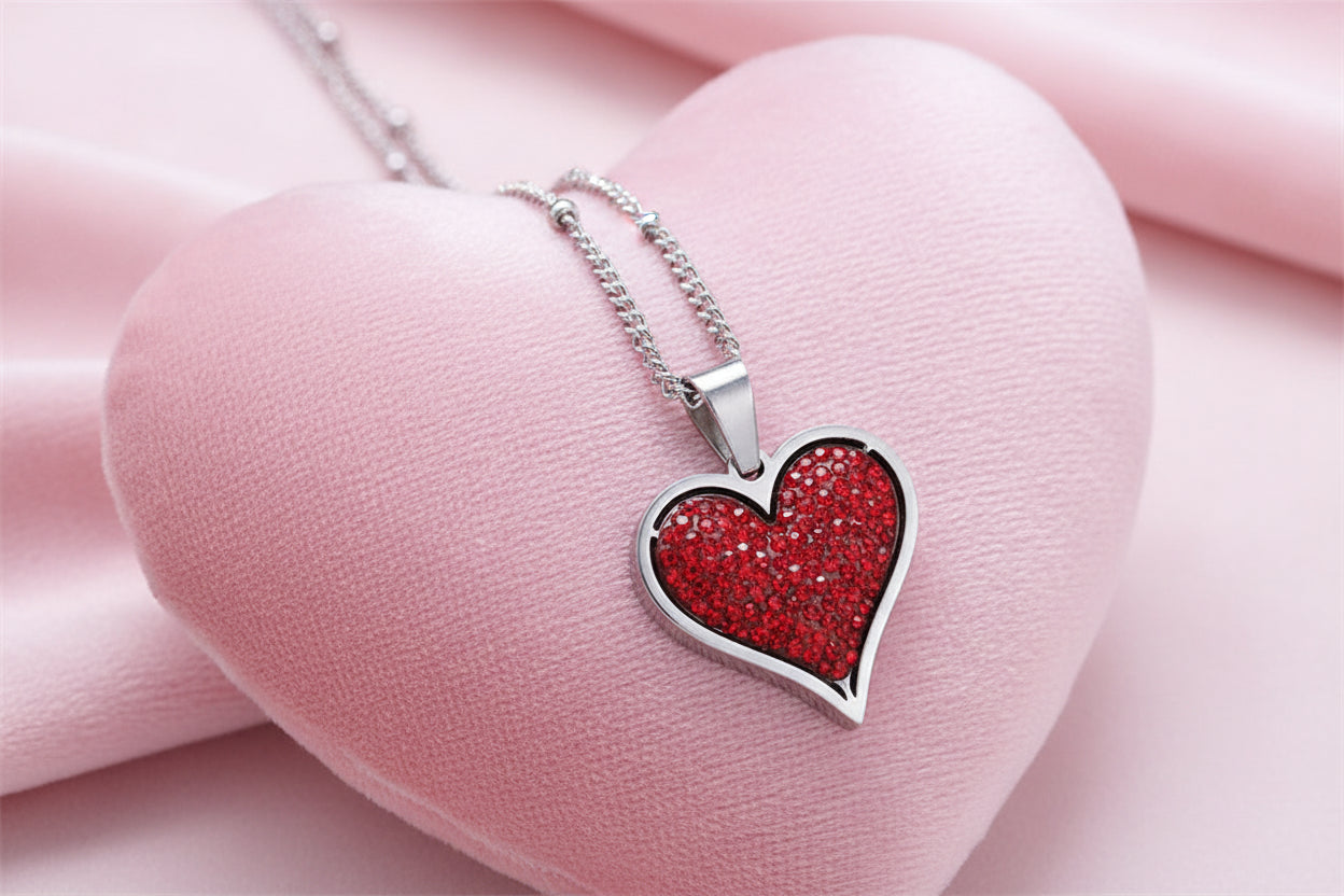 Collier Coeur Rouge Noir