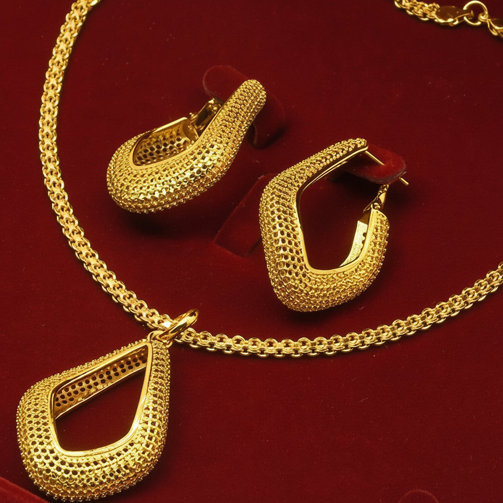 Collier et boucles d'oreilles géométriques