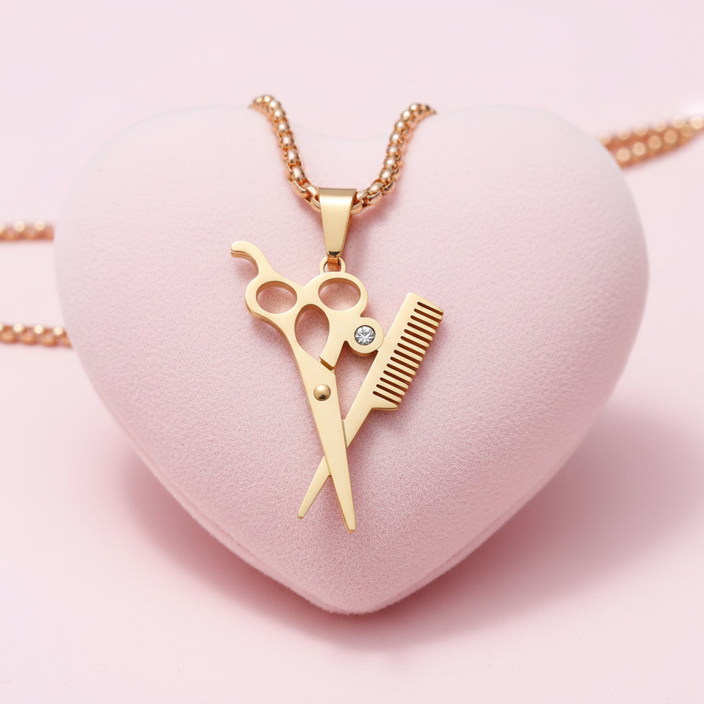 Collier Ciseau et Peigne Noir