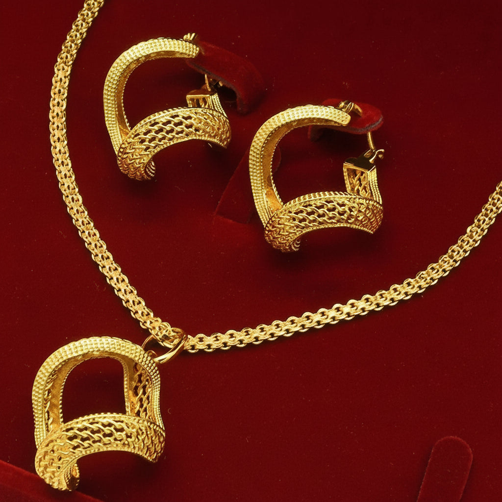 Collier et boucles d'oreilles géométriques