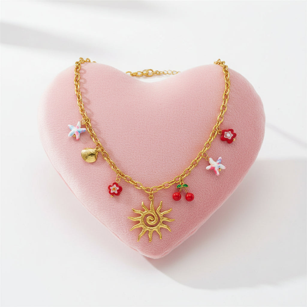 Collier Multi-Pendentifs – Acier Inoxydable Plaqué Or 18K