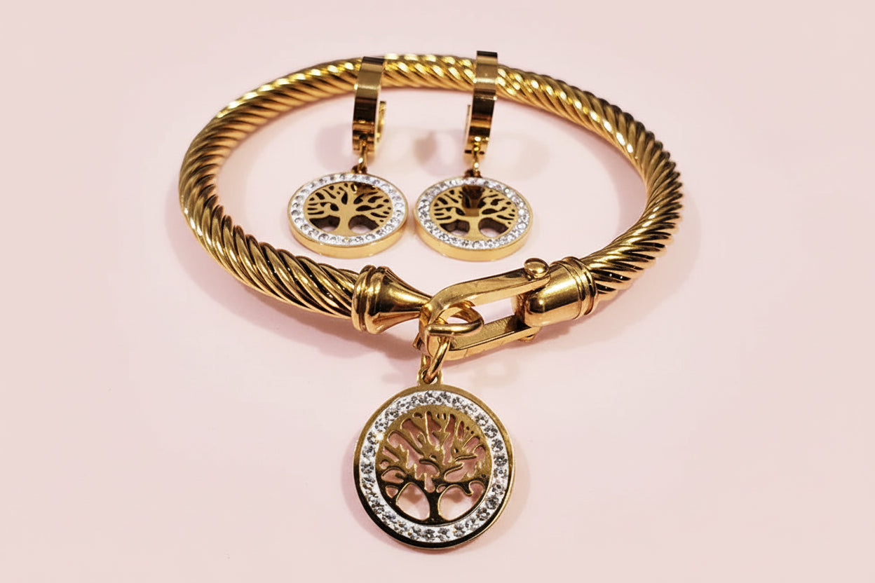 Collection Arbre de Vie  en acier inoxydable plaqué or