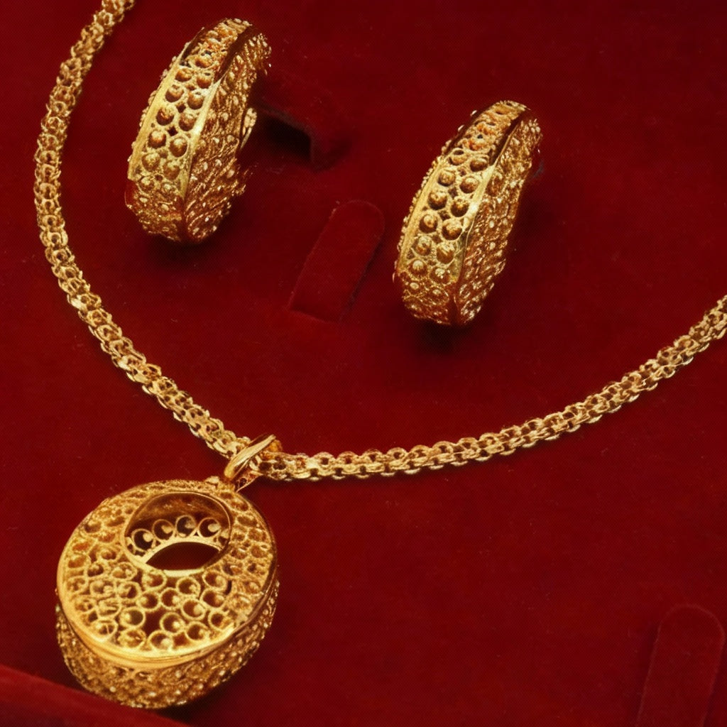 Collier et boucles d'oreilles géométriques